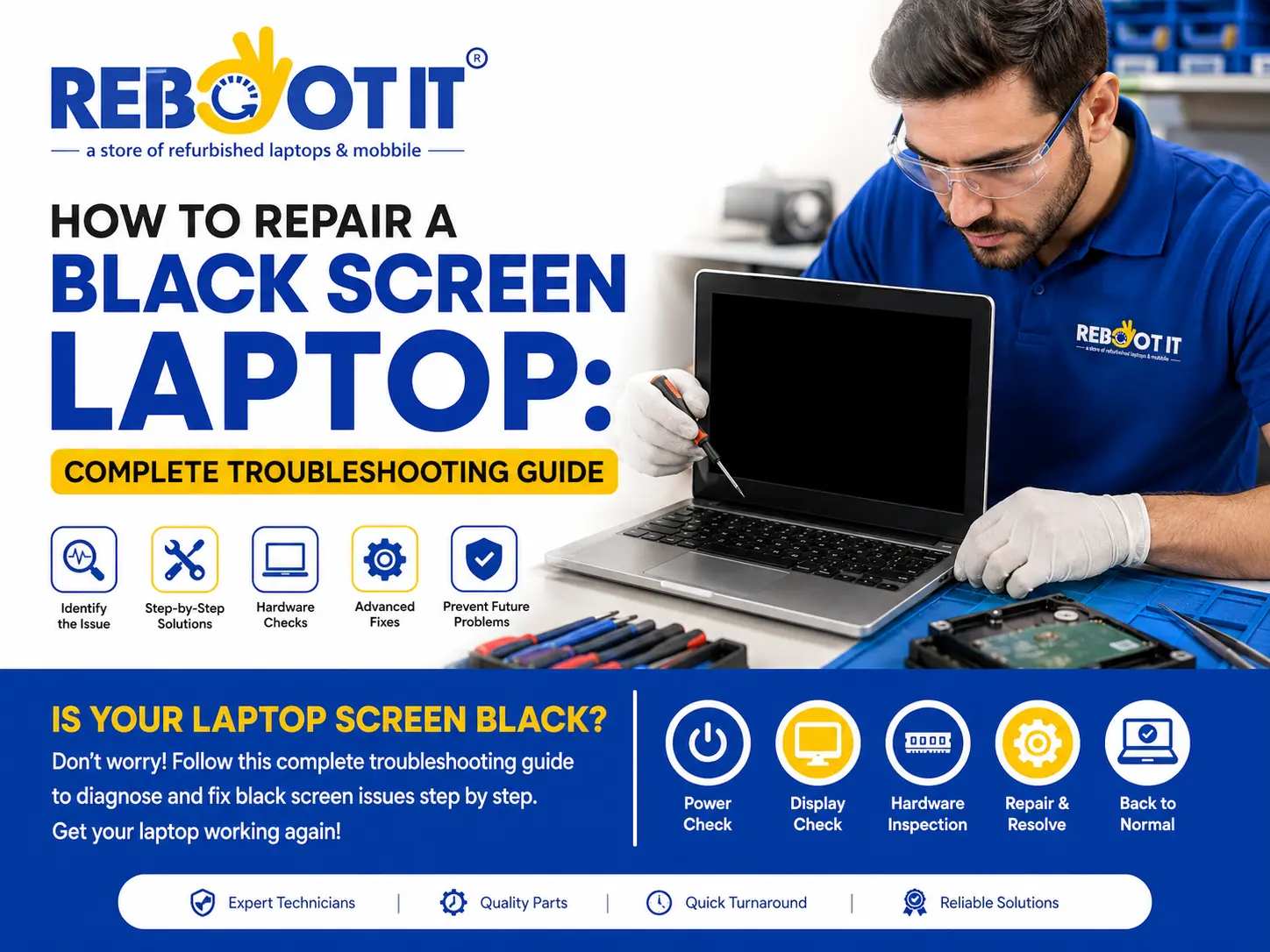 How to Repair a Black Screen Laptop by rebootit